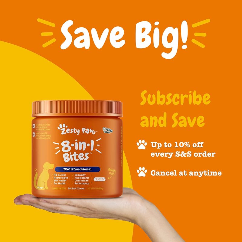 Zesty Paws Multivitamin Treats for Dogs - Glucosamine Chondroitin for Joint Support + Digestive Enzymes & Probiotics - Grain - Image 32