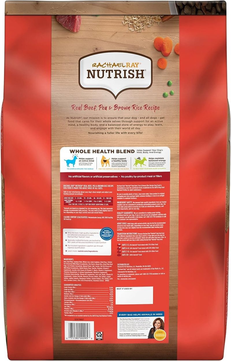 Rachael Ray Nutrish Premium Natural Dry Dog Food, Real Beef, Pea, & Brown Rice Recipe, 40 Pound Bag (Packaging May Vary) - Image 114