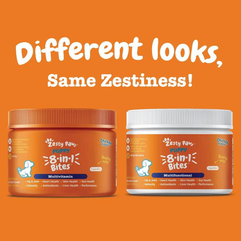 Zesty Paws Multivitamin Treats for Dogs - Glucosamine Chondroitin for Joint Support + Digestive Enzymes & Probiotics - Grain - Image 55