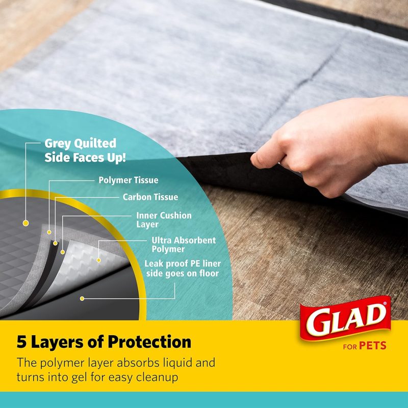 Glad for Pets Black Charcoal Training Pads for Dogs, 23" x 23" - Super Absorbent & Odor Neutralizing Dog Potty Pads, - Image 69