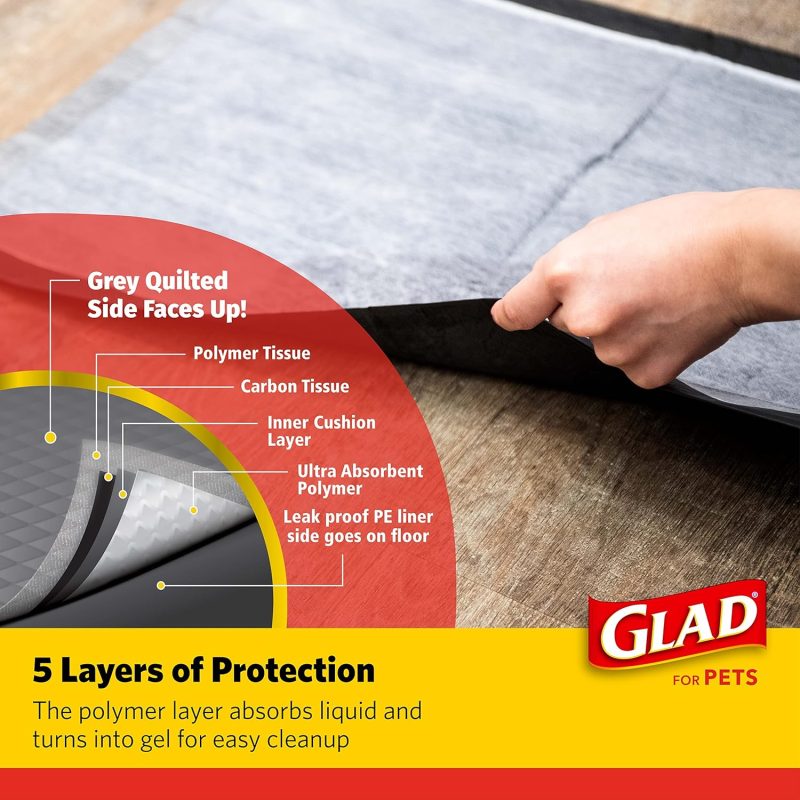 Glad for Pets Black Charcoal Training Pads for Dogs, 23" x 23" - Super Absorbent & Odor Neutralizing Dog Potty Pads, - Image 30