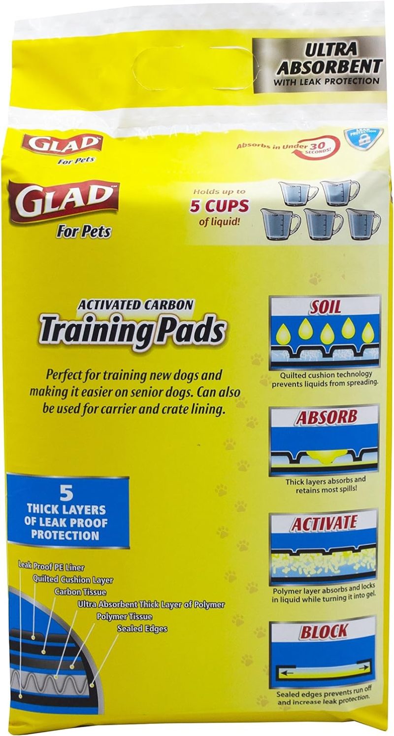 Glad for Pets Black Charcoal Training Pads for Dogs, 23" x 23" - Super Absorbent & Odor Neutralizing Dog Potty Pads, - Image 113