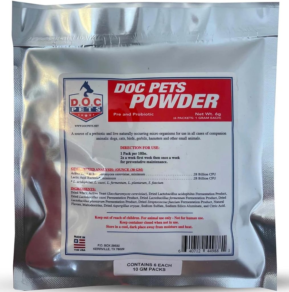 Doc Pets Pre and Probiotic Powder for Dogs, Cats, Birds. Rabbits and Other Househhold Pets