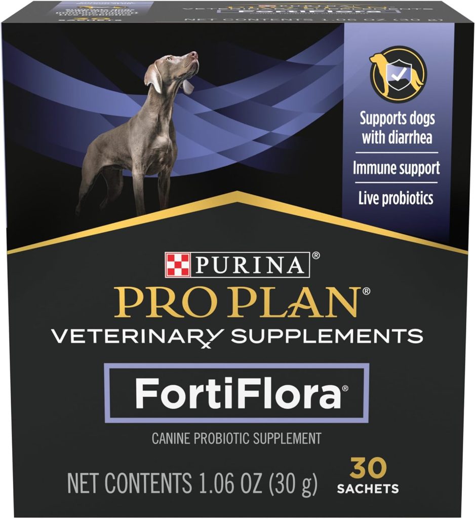 Purina Fortiflora Probiotics for Dogs, Pro Plan Veterinary Supplements Powder Probiotic Dog Supplement ,30 Count (Pack of 1)