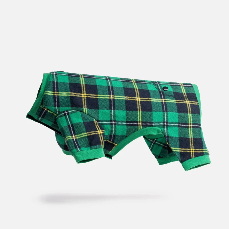 Plaid Dog Pajama - Green - Image 2