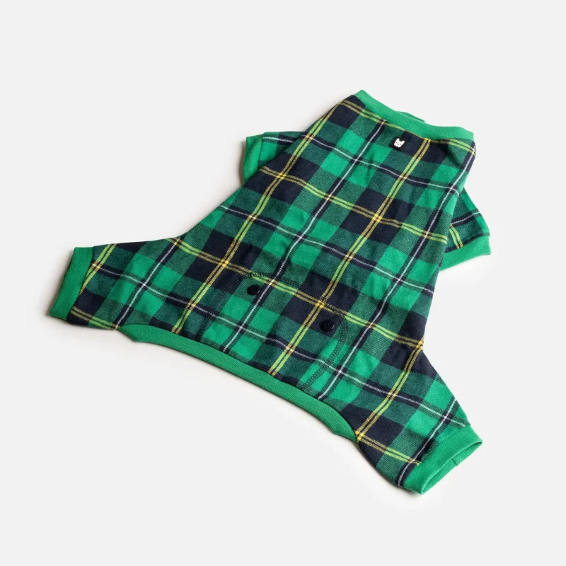 Plaid Dog Pajama - Green - Image 4