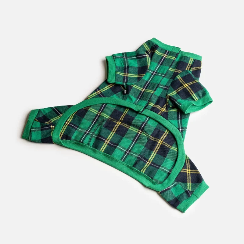 Plaid Dog Pajama - Green - Image 5