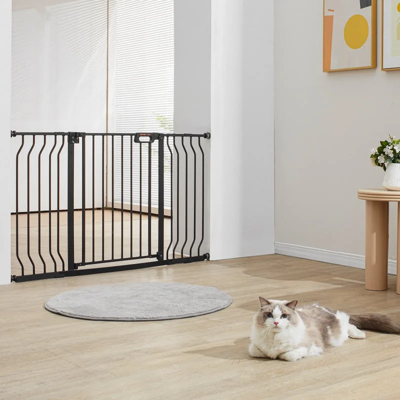 VEVOR Baby Gate, 29.5"-53" Extra Wide, 30" High, Dog Gate for Stairs Doorways and House, Easy Step Walk Thru Auto Close Child Gate Pet Security Gate with Pressure Mount Kit and Wall Mount Kit, Black - Image 7