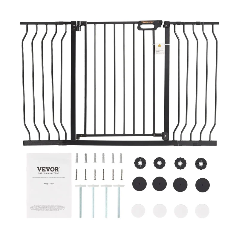 VEVOR Baby Gate, 29.5"-53" Extra Wide, 30" High, Dog Gate for Stairs Doorways and House, Easy Step Walk Thru Auto Close Child Gate Pet Security Gate with Pressure Mount Kit and Wall Mount Kit, Black - Image 8